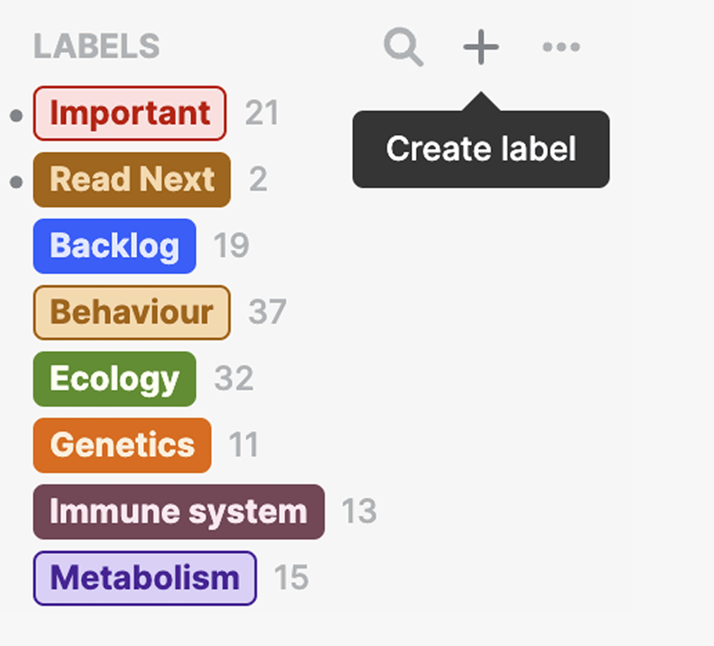 Add labels in the sidebar